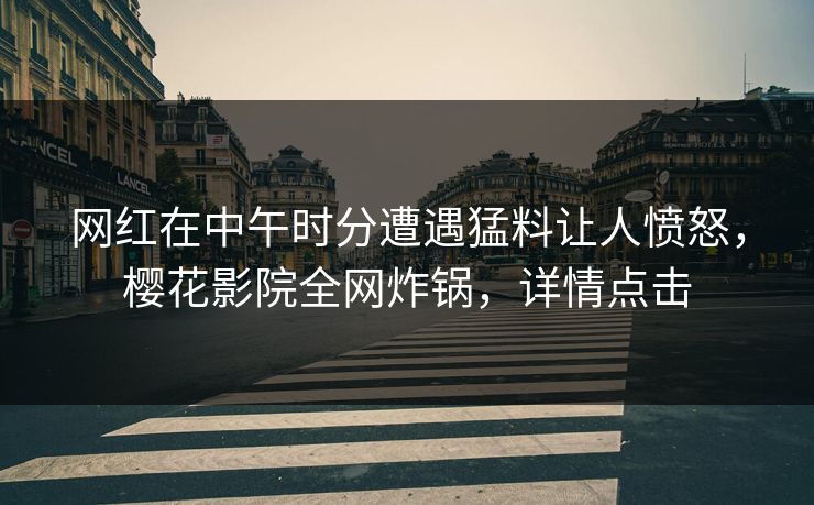 网红在中午时分遭遇猛料让人愤怒，樱花影院全网炸锅，详情点击