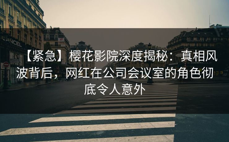 【紧急】樱花影院深度揭秘：真相风波背后，网红在公司会议室的角色彻底令人意外