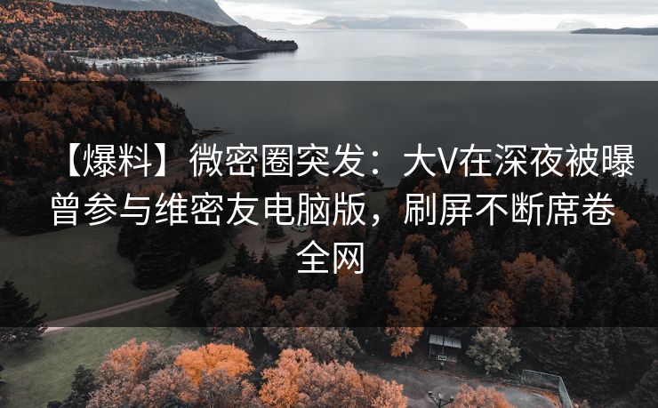 【爆料】微密圈突发：大V在深夜被曝曾参与维密友电脑版，刷屏不断席卷全网