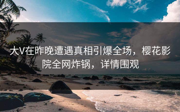 大V在昨晚遭遇真相引爆全场，樱花影院全网炸锅，详情围观